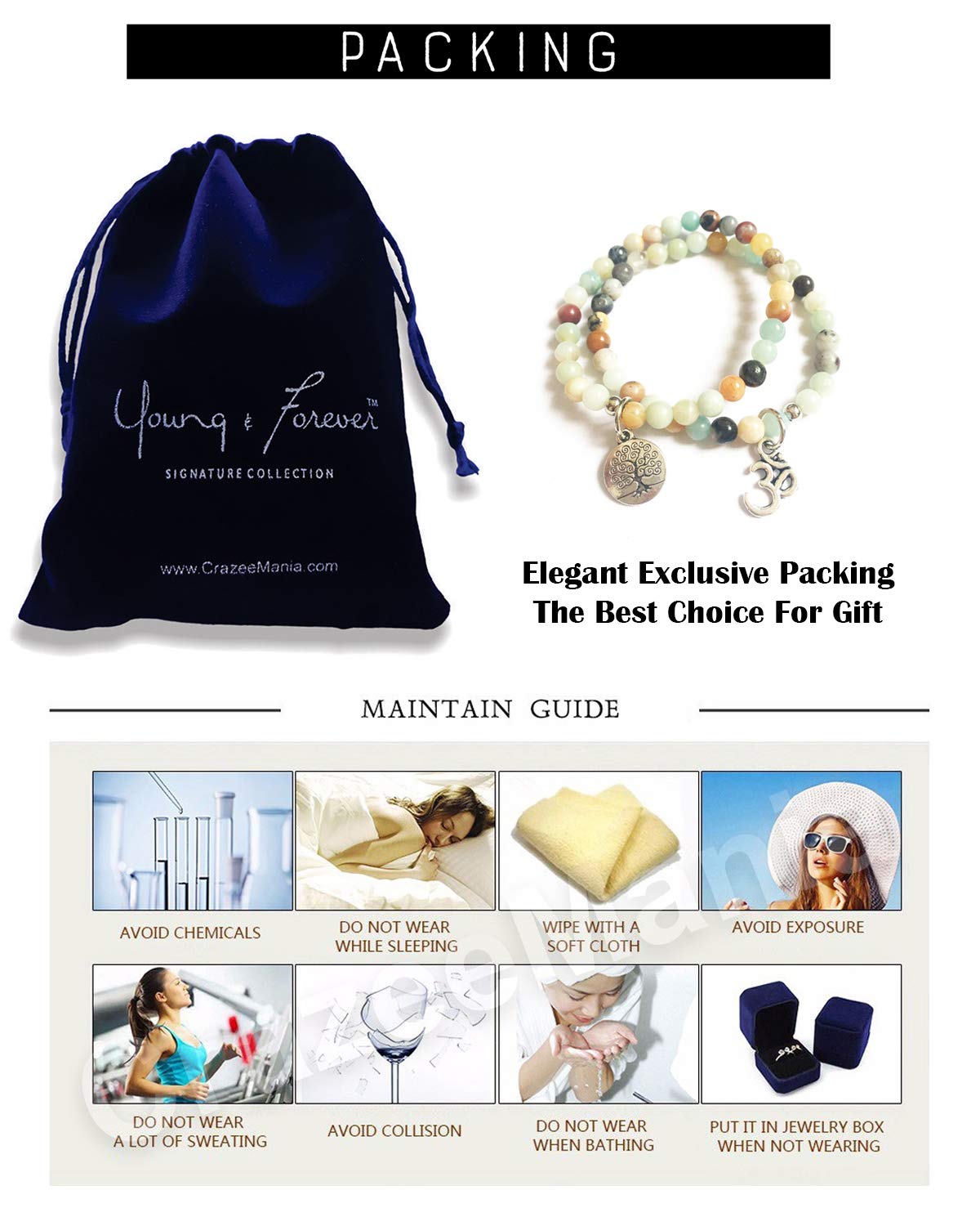 Young & Forever Gift Mens Fashion Best Friend Accessories Friendship Gifts Crystal Beads Jewellery Hand bracelet for Men women girls couple boys Birthday Gift - Image 8