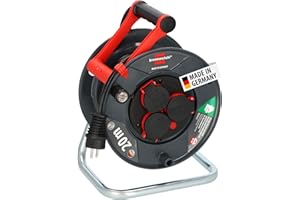 Brennenstuhl Garant V2 IP44 Kabeltrommel 20m outdoor (Made in Germany, 3 Schutzkontakt-Steckdosen, Spezialkunststoff)