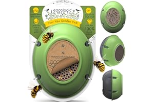 eggologic Hive Pod Bee Hotel, Modern Insect House for Gardens – Solitary Bee House with Natural Nesting Tubes, Wall-Mounted Bug Box for Pollinators, for Gardeners - Tuscan Green