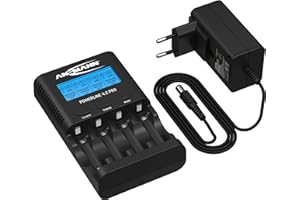 ANSMANN Akku Ladegerät Powerline 4.2 Pro - Ladegerät für AA und AAA Akkus, LCD Display, Individuelle Ladeschächte, Sicherheitsschutz
