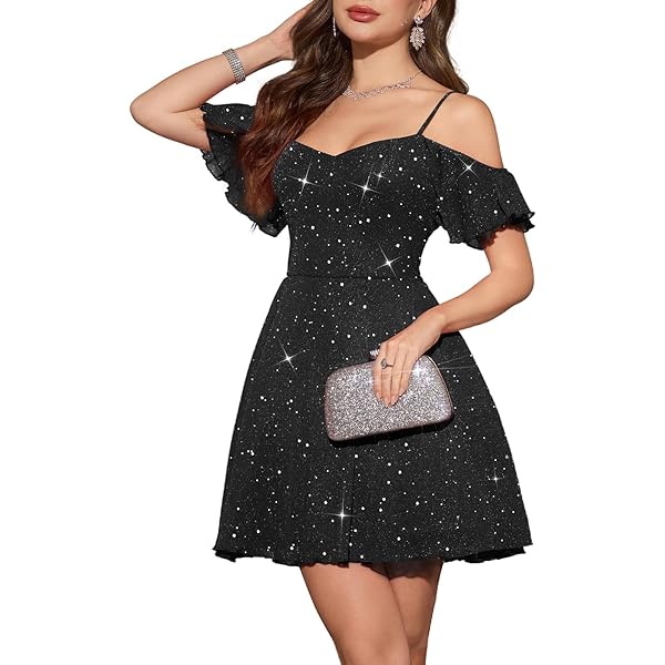 Evening Dresses for Women UK Elegant Glitter Sequin Prom Dress Dinner Dance  Party Dress V Neck Bridesmaid Dresses Ladies Wedding Guest Dress Off  Shoulder A-Line Dress Sleeveless Long Dress Black : Amazon.co.uk:
