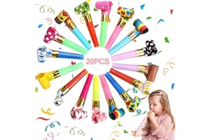 Favson Party Blowers, 20 Pcs Colourful & Fun Party Whistles, Musical Blowouts, for Kids Or Adults Party Horns Noisemakers Musical Blowouts Party, Birthdays, Weddings