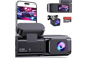 E-YEEGER Dashcam Auto Vorne Hinten 2,5K + 1080P, Dash Cam mit WiFi, 32GB Karte, Dual-Autokamera mit 170 ° Weitwinkel, Super Nachtsicht, Auto Kamera mit Parküberwachung, G-Sensor, App-Steuerung, Loop-Aufnahme