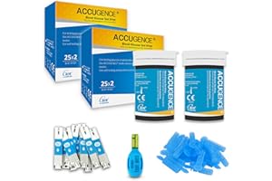 Blood Glucose Test Strips 100pcs with 100 Lancets Blood Sugar Test Strips (Suitable for ACCUGENCE 3in1 Blood Glucose Blood Ketone Uric Acid Multi-Function Meter)