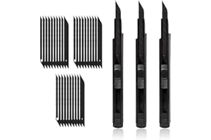 TOVBMUP Set von 3 9 mm Messer Cutter Messer,Einziehbar mit 30 Grad Snap-off Klinge, Cutter Messer Professional, 9 mm Cutter Schwarz für Tapete, Folien, Papier, Handwerk und Karton.
