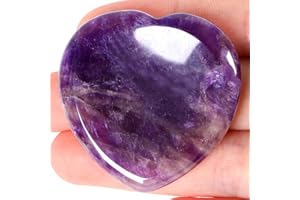 GUJOXILA Amethyst Worry Stone Stress Relief Healing Crystals Gemstones Gifts for Women Heart Meditation Polished Reiki Balancing Pocket Massage Crystal