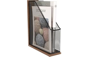 ASIFMTHOT Stehsammler, Antikes Holz und Eisennetz ZeitschriftenstäNder, füR BüRo, Zuhause,Schule,Zeitschriftensammler(Schwarz)