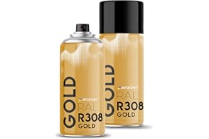 MICROTEC® Sprühlack | 400ml | hochwertiges Acryllackspray | matt oder glänzend | Sprühfarben für Metall, Holz, Kunststoff u.v.m. | große Farbauswahl (Gold (Messing) - R308)