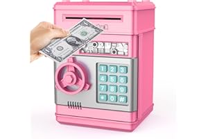 TUSEASY Spardose Kinder, Sparschwein Groß Tresor Kinder Piggy Bank, Spielzeug Geschenk für Mädchen ab 4 Jahre, Rosa