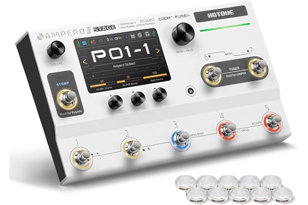HOTONE Guitare Basse Multi-effets Processeur avec écran tactile Guitares Basses Modélisation IR Boxes Simulation avec FX Loop MIDI I/O Stereo OTG USB Audio Interface Ampero II Stage