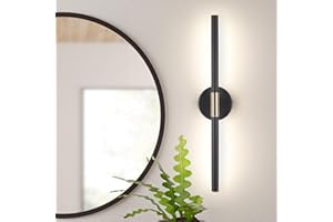 EIDEARAY Long Strip LED Wall Lamp, 18W Modern Nordic Style Sconce 360° Black Wall Light Bar Vanity Light Fixtures for Stairs, Bedroom, Living Room Background Decoration, Mirror 4000k