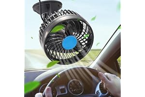 Cherubfunz Ventilatori Auto, 12V a velocità Variabile - 4.5 Inch Ventilatore Veicolare con Ventosa, Regolabile a 360° Ventilatore Estivo Silenzioso per Auto Camion Furgone SUV Camper