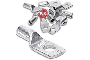 Kalitec HR10-6 - Terminales de cable tubular (10 unidades, 10 mm², M6, sin orificio de visión, fabricado en Alemania)