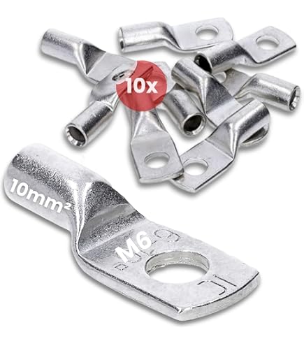 Kalitec 10er-Pack Rohrkabelschuhe 10 Mm² M5 – Verzinkt, UL-gelistet, Made In Germany, Ohne Sichtloch