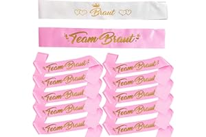 jenich (1+11) 12Pcs JGA Schärp Braut Schärp Weiß Team Beaut Schärpe Rosa JGA Schärpe Bride to be schärpe Hen Party Schärpe für Hochzeit JGA Hen Party