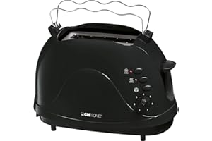 Clatronic Toaster Grille-pain - Grille-pain Compact Boîtier Cool touch - Grille pain automatique - Grille-pain à 2 fentes - Grille-Pain pour 2 Tranches Noir TA3565