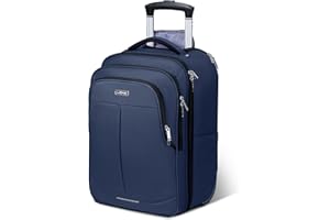 Lekeinchi 17.3" Laptop Bag with Wheels - Waterproof Rolling Briefcase Softside Hand Luggage with Wheels for Work,Travel,Business (Blue)