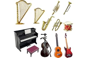 NINVVS 13 Miniature Musical instrument models, cute and interesting mini musical instrument sets, plastic musical instrument models such as guitars, pianos, drums, etc.