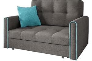 ‎MIRJAN24 Mirjan24 Sofa Viva Bis II mit Schlaffunktion, 2 Sitzer Polstersofa mit Bettkasten inkl. Kissen, Schlafsofa Sofagarnitur, Bettsofa, Wohnlandschaft, Farbauswahl (Alova 36 + Alova 29)