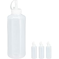 Relaxdays 10028643 Quetschflasche, 4er Set, 1000 ml, für Saucen, Spritzflasche zum Befüllen, Squeeze Flasche, Kunststoff…