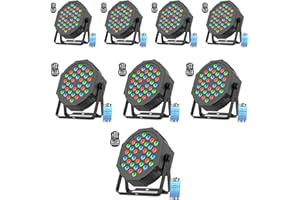 Erreyht 8PCS RGB Battery LED Par Cans, Stage Light 5000 mAh Rechargeable with Remote Control, 36W Uplights Outdoor Battery Powered for Wedding Bar DJ Show Disco