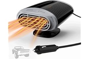 Chuankefanxing 12V Auto Heizlüfter, 2 in 1 Tragbare Autoheizung, Auto Heizung Defroster, Tragbar Auto Heizung Entfroster mit 180° Drehbasis für Auto Windschutzscheibe Schneller Heizlüfter Defroster