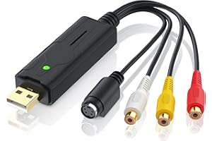 Aplic - USB Audio Video Grabber - Video-Formatwandler - Neue Software Windows 11 fähig - VHS - Videoadapter zur Bearbeitung Nachbearbeitung - vergoldete Kontakte