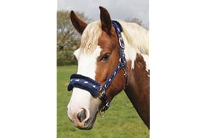 Rhinegold Logo Headcollar Finiture in Pile Nero per Cavallo
