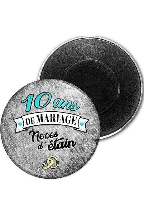 Magnet Anniversaire 2 Ans De Mariage - Noces De Cuir Avec Anneaux