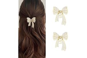 Runmi, 2 pinze per capelli dorate con perle, a forma di farfalla, in metallo, per donne e ragazze