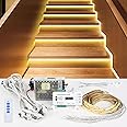 XLSBZ LED Stair Lighting Complete Set with Intelligent Motion Sensor & Daylight Sensor, 16 Stairs LED Step Lights for Indoor Use (2700K)