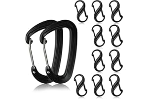GOWTX 12 Stück Aluminium Schwerlast Karabiner, 12KN Karabiner Schwarz, Metall S Form Doppelkarabiner, Wasserfeste Karabiner Schnellverschluss, Ultraleicht Klein Karabiner für Draußen Bergsteiger Campen