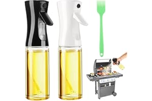 DOBIGER 2 Stück Ölsprüher für Speiseöl Glas, 200ml Öl Sprühflasche, Oil Sprayer für Air Fryer, Öl Spray für Küche, Grillen, Salat, BBQ, Heißluftfritteuse, Backen