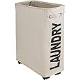 Tectake Panier à Linge étroit Sur Roulettes - Beige | Leroy