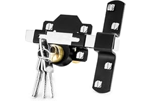 Concise Home Serrure doubles verrouillages longue portée de 50 mm avec 5 clés, deux côtés, pour porte et portail, verrouillage jardin