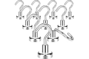 Wukong 9KG(20LB) Aimant Crochet,10 Pièces Aimant Neodyme Super Puissant Crochets,16mm Crochet Aimanté Puissant,Aimant Crochet Puissant pour Cuisines, Calles de Bains et Bureaux