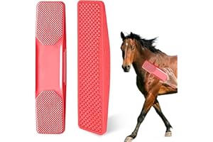 LYNBLY Peine de Masaje para Caballos, 6 en 1 Cepillo de aseo para caballos, Shedding Grooming Massage Cepillo, Para Eliminar El Vello Seco Y de Caballos Y Perros Grandes (Rojo)