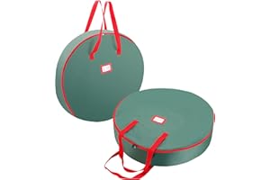 Joiedomi Bolsa de almacenamiento para corona (2 unidades) – Se adapta a coronas de Navidad artificiales de hasta 30 pulgadas, contenedor de almacenamiento de corona de Navidad con material Oxford 600D