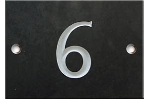 NUMBERS & NAMES BY ATLANTIC HARDWARE Engraved Slate House number sign - 1 to 99 (select your number here) - number 6 (Same Day Dispatch by 1st class Post!!!)
