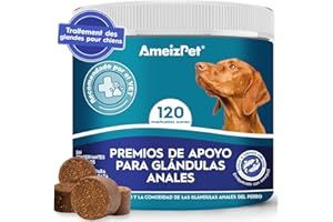 AmeizPet Tratamiento De Glándulas Anales para Perro, Golosinas Funcionales De Fibra Digestiva Perros Glándulas Masticables Saludables, 120 Chuches para Perros