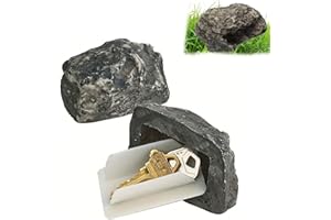 AONAYO Schlüsselversteck Draußen, Schlüsselstein, Schlüsselversteck Außen, Kunstgestein Für Geocaching, 9.6*7*4.5cm, Grau-Schwarz, Outdoor, Rustikal
