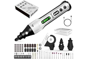Ecarke Herramienta multifunción inalámbrica 4 en 1 de 4 V con 3 cabezales de herramientas, 5 velocidades de rotación variable de 5000 a 18.000 rpm, para grabar, lijar, cortar, girar y eliminar el