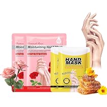 Handmaske für sehr trockene Hände mit Rosen & Honig - Handpflege Set mit Peeling Handschuhen - Feuchtigkeitsspendende Handcreme für empfindliche und rissige Hände