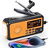PRUNUS J-367 Kurbelradio DAB/UKW, Notfallradio mit 5000mAh Akku, DAB Plus Radio Batteriebetrieben, Bluetooth Radio Kurbel Not