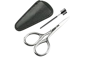 AMANDELIZABE Ciseaux à barbe, moustache, ciseaux en acier inoxydable, ciseaux de soin pour homme, moustache, barbe, ciseaux à cuticules pour sourcils, cils, nez, cheveux