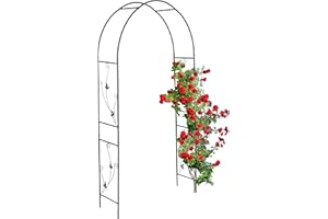 Relaxdays Arche à rosiers en métal, Portail Jardin, HxLxP : 227x114x37 cm, tuteur Solide pour Plantes grimpantes, Noir