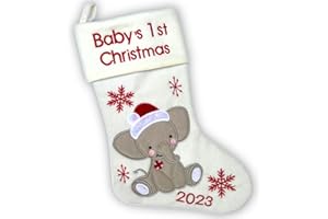 Heart's Sign Bas de Noël pour bébé 2023 | Mon Premier Noël bébé garçon et bébé Fille | Bas de Noël pour Nouveau-né (Blanc)