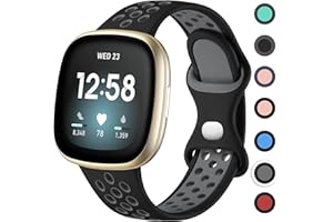 Upeak Sportowa bransoletka kompatybilna z Fitbit Versa 3 / Versa 4 / Fitbit Sense / Sense 2, oddychająca, silikonowa, podwójna klamra zatrzaskowa, dla kobiet i mężczyzn