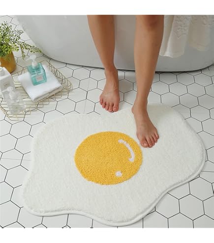 Badmat 45,7 x 63,5 cm, grappig, schattig, ultrazacht, pluizig, waterabsorberend, antislip, was/drogen, eiermat voor badkamer, wastafel, toilet, douche, badkuip, woonkamer