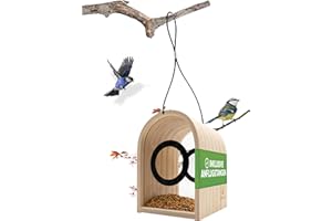 TWOCOZY Vogelhaus - Vogelfutterhaus zum Aufhängen [INNOVATIVES DESIGN] Wetterfestes Vogelhäuschen | Vogelfutterspender mit Anflugstangen | Vogelfutterstation modern | Vogelhäuschen für Balkon & Garten